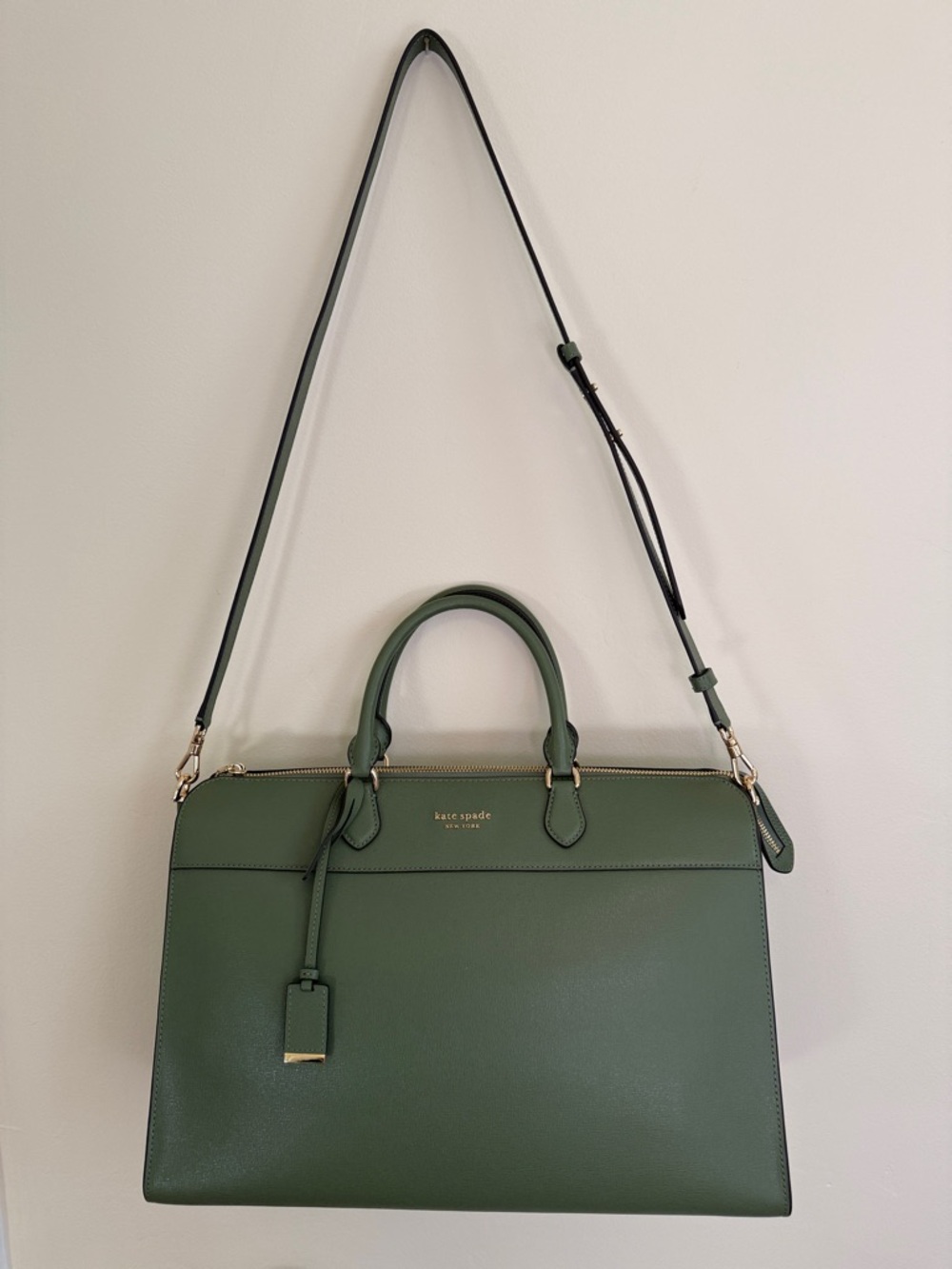 ๐ NWOT ๐ kate spade Forest Green Leather Satchel with Removable Strap - Picture 14 of 14